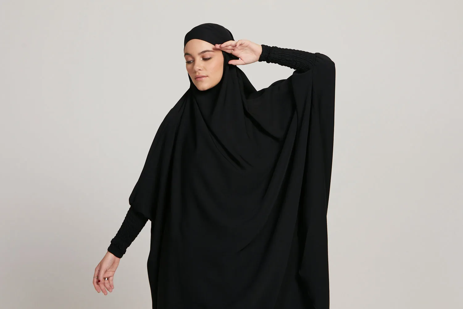 Premium Two Piece Jilbab/ Prayer Set With Pockets - Black