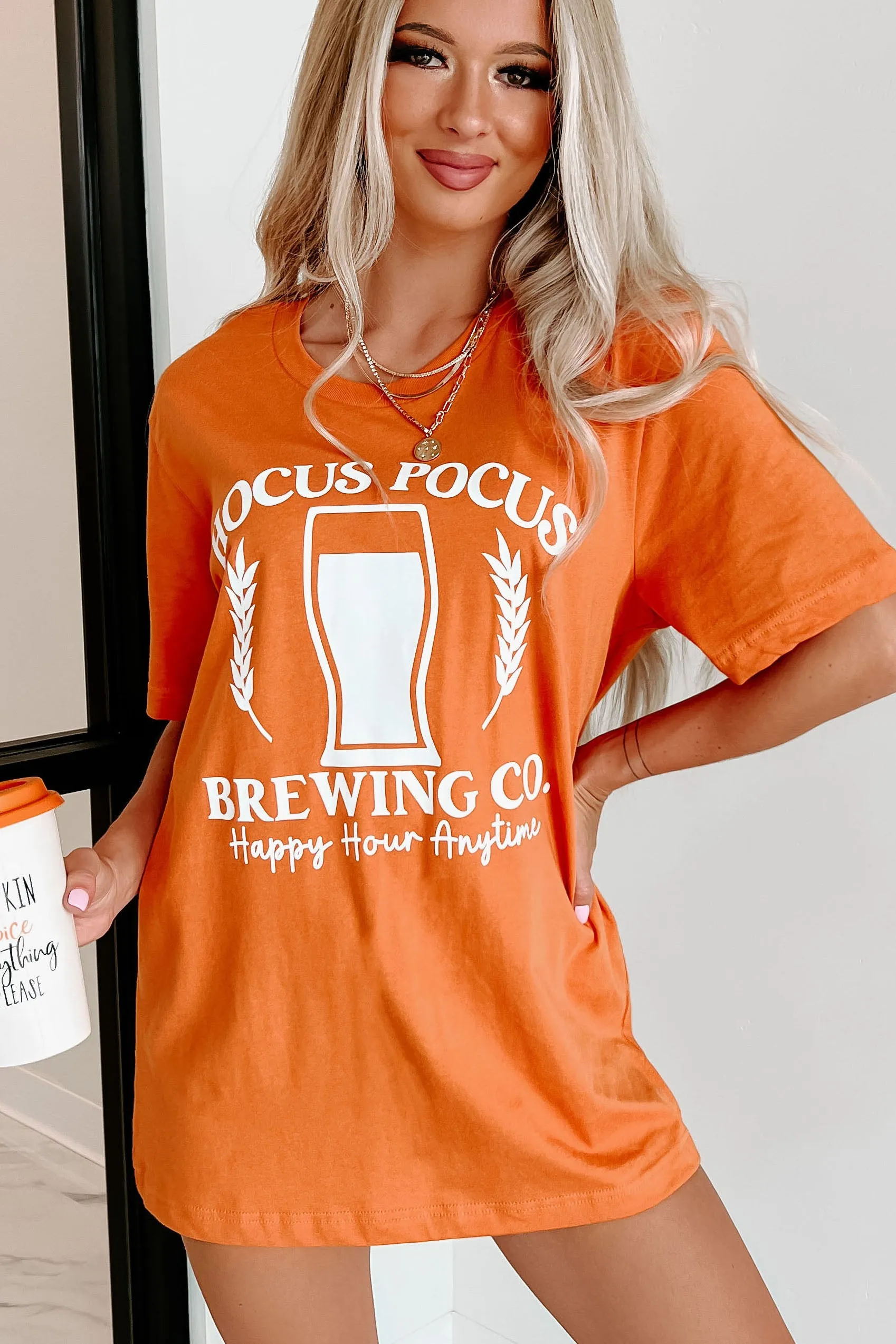 "Hocus Pocus Brewing Co." Graphic T-Shirt (Burnt Orange) - Print On Demand