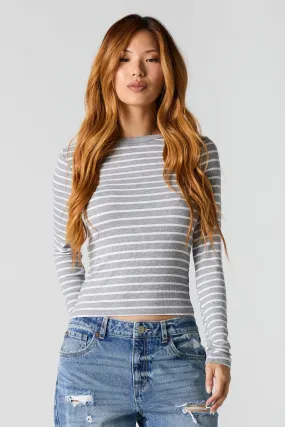 Ribbed Crewneck Long Sleeve Top