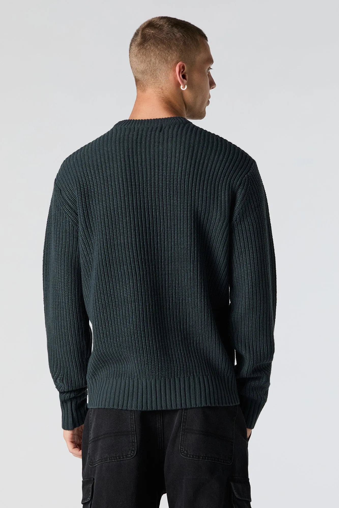 Ribbed Knit Crewneck Sweater