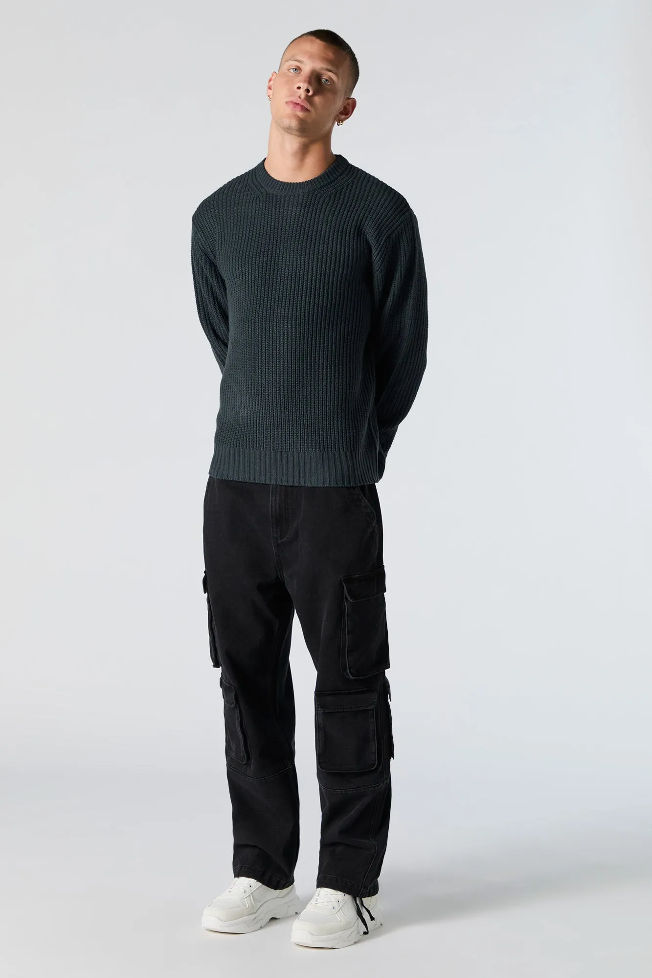 Ribbed Knit Crewneck Sweater