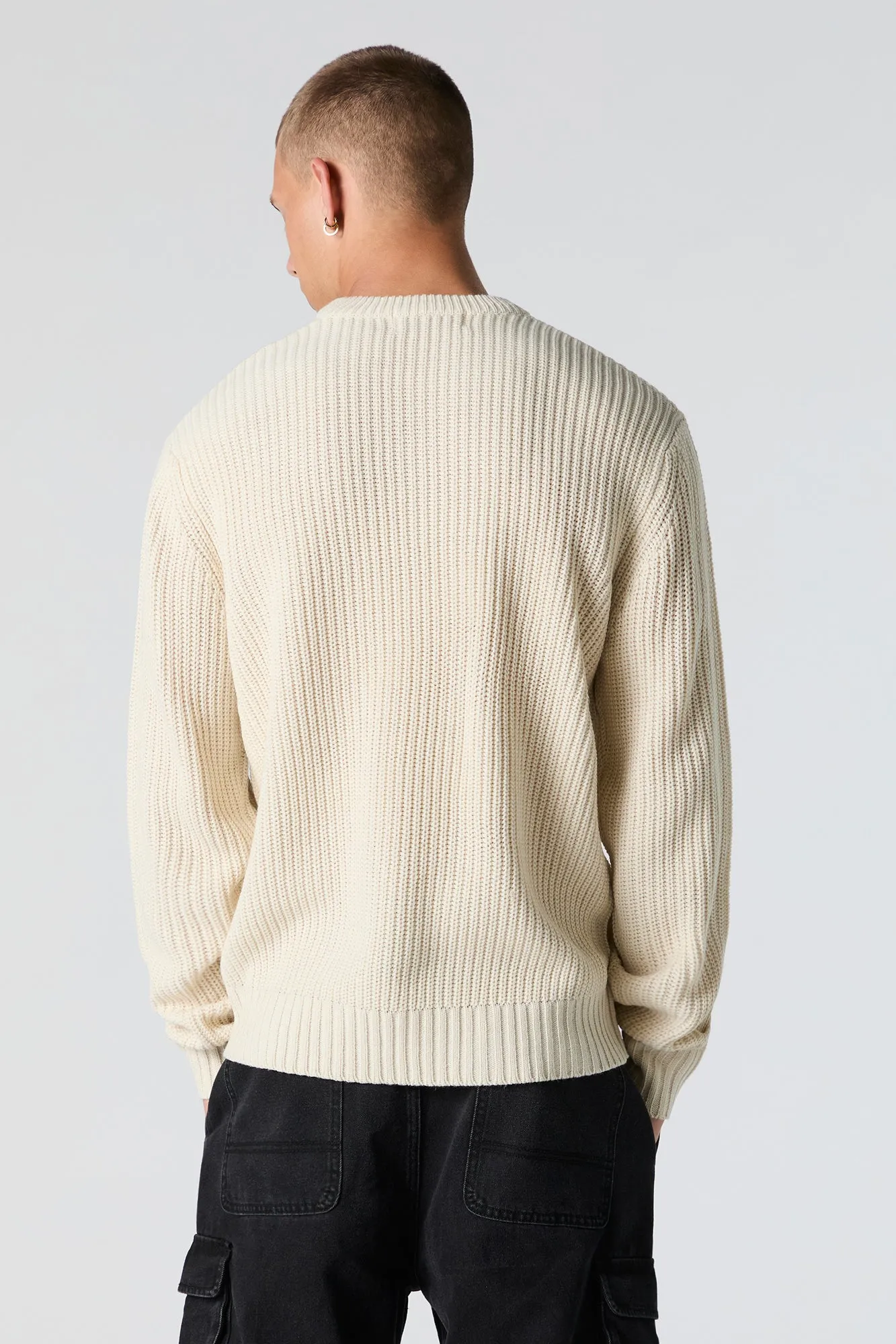 Ribbed Knit Crewneck Sweater