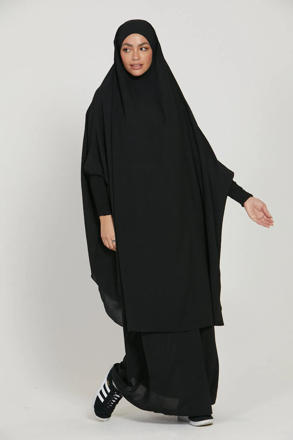 Soft Crush Two Piece Jilbab/ Prayer Set - Black