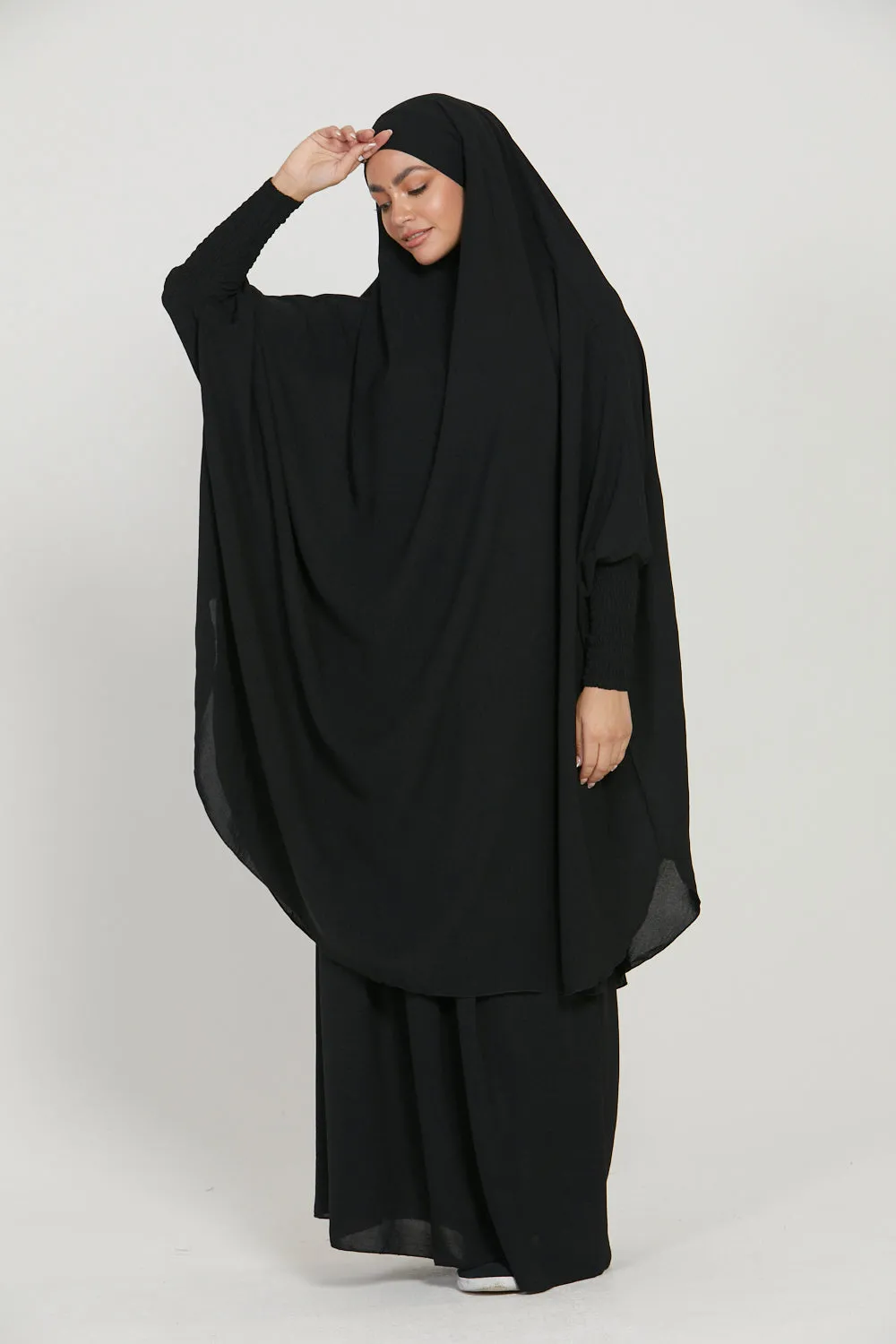 Soft Crush Two Piece Jilbab/ Prayer Set - Black