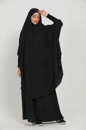 Soft Crush Two Piece Jilbab/ Prayer Set - Black