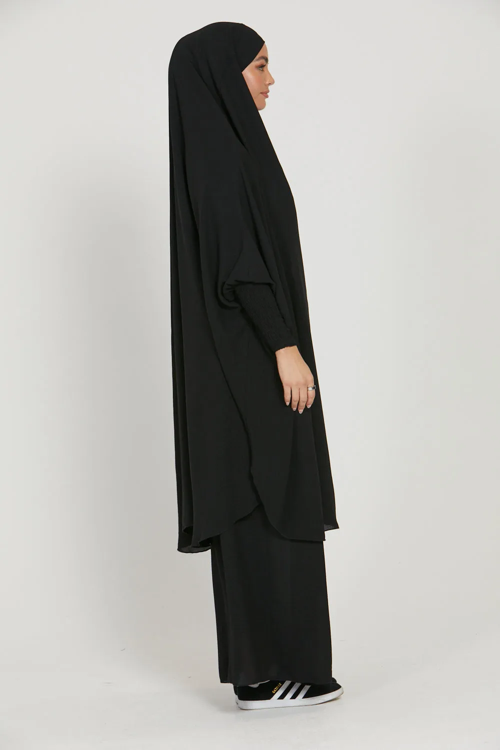 Soft Crush Two Piece Jilbab/ Prayer Set - Black