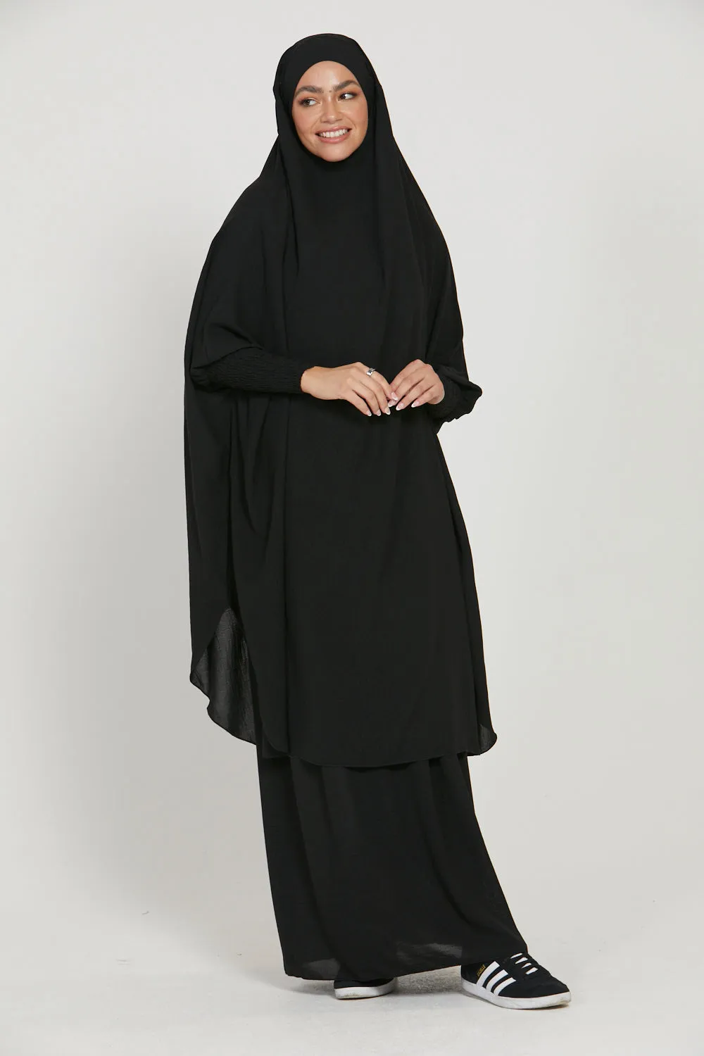 Soft Crush Two Piece Jilbab/ Prayer Set - Black