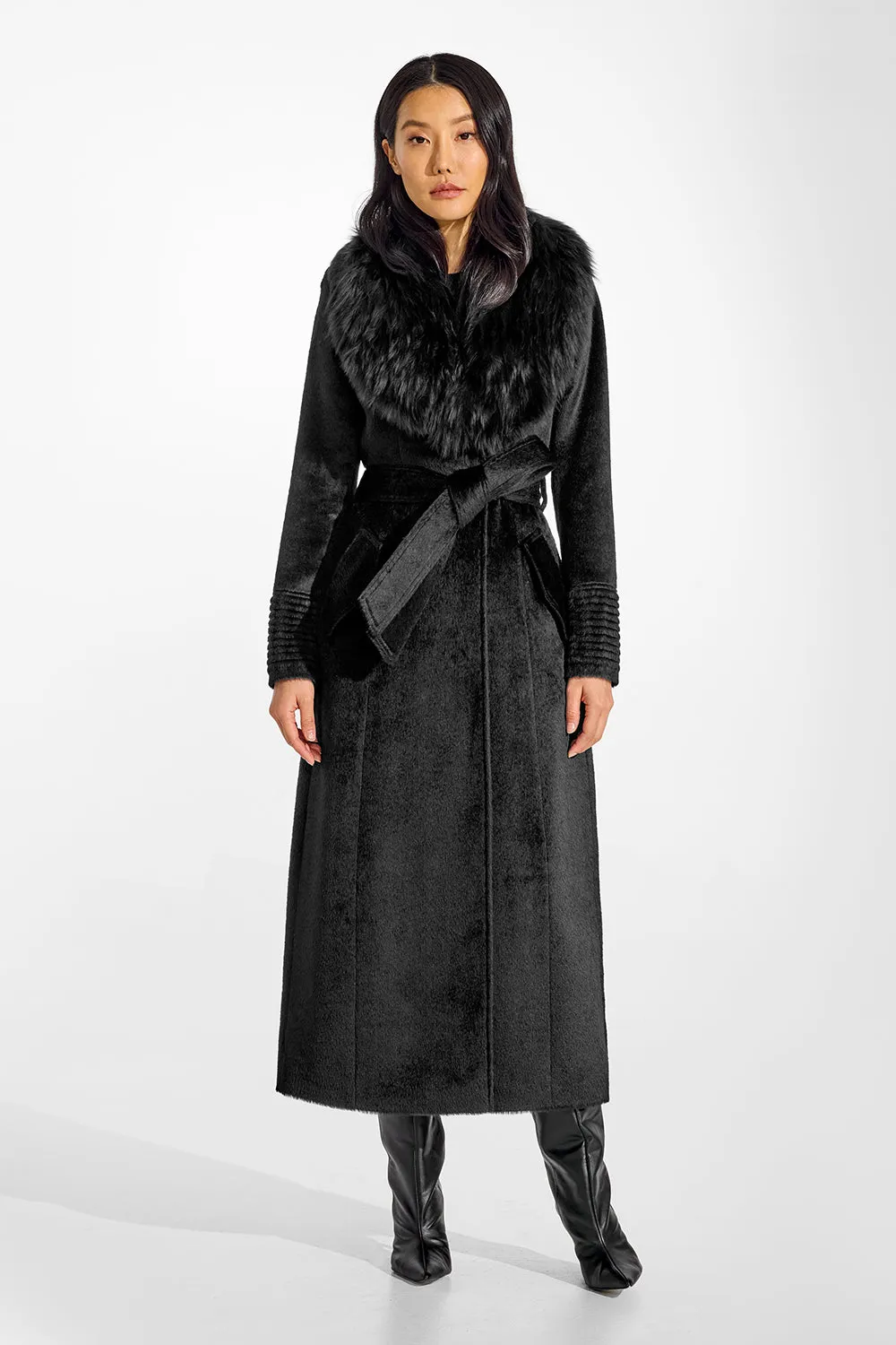 Suri Alpaca Maxi Coat with Alpaca Shearling Collar