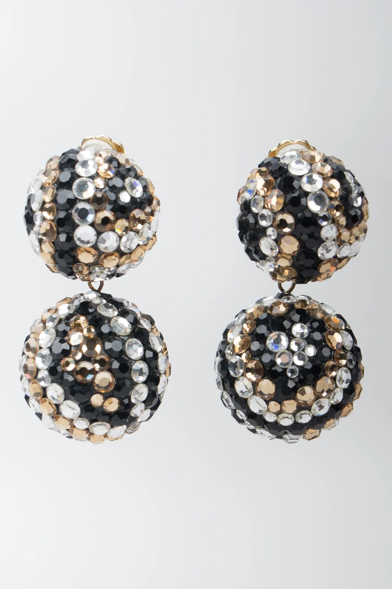 Tiger Eye Crystal Pavé Ball Earrings