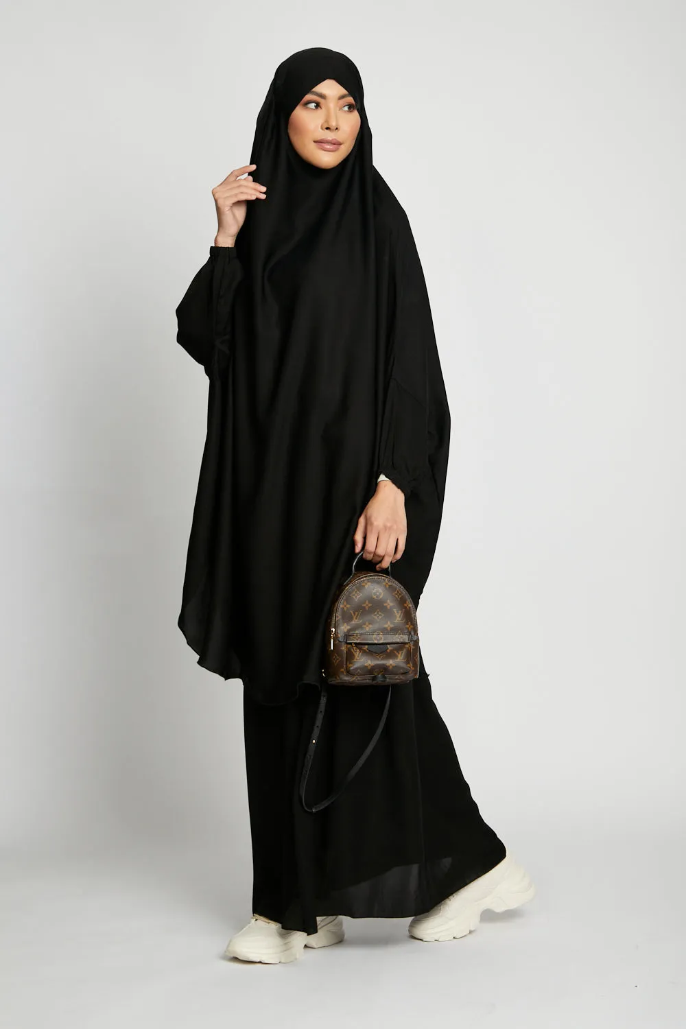 Two Piece Jilbab/ Prayer Set - Elasticated Cuff - Black