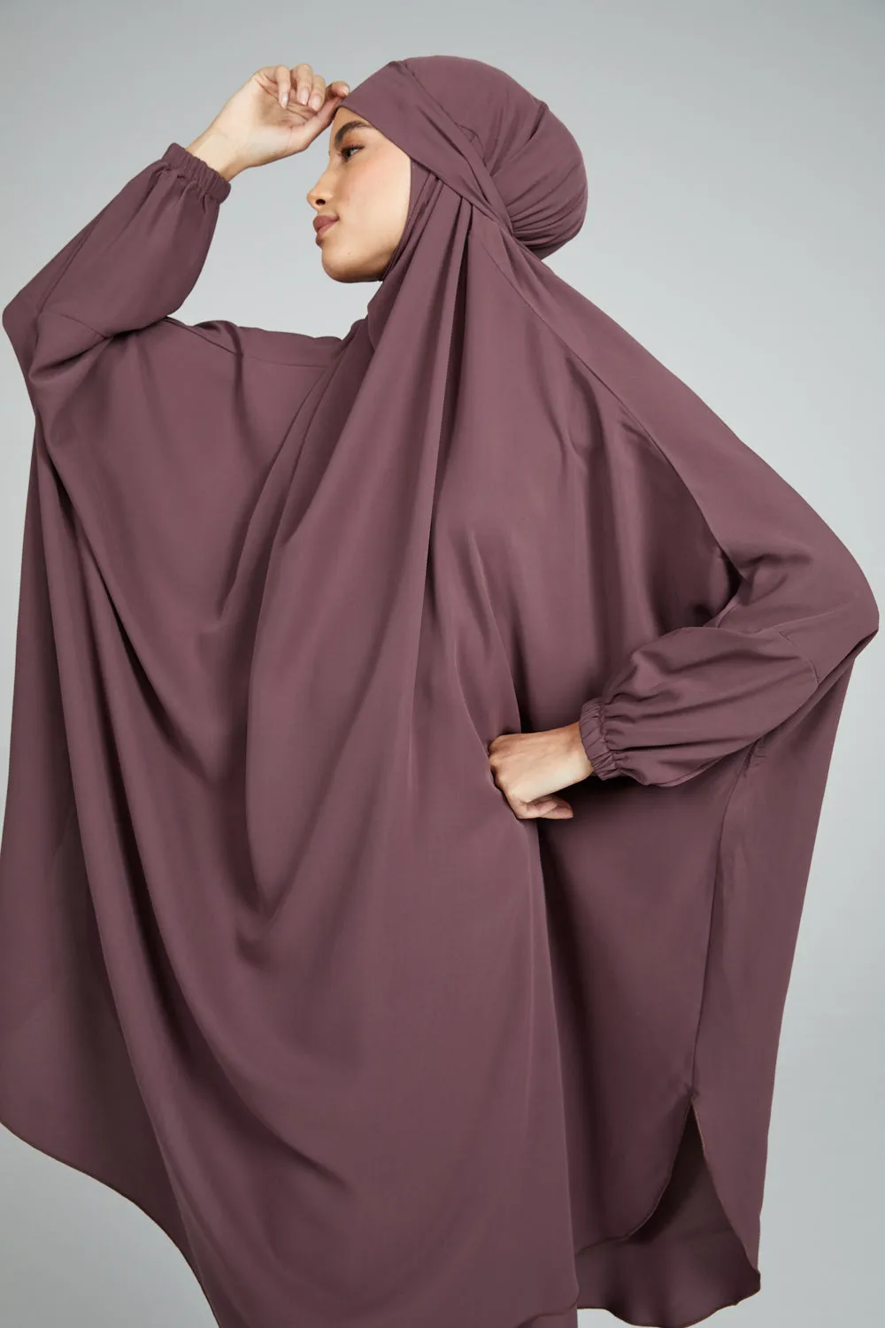 Two Piece Jilbab/ Prayer Set - Elasticated Cuff - Cinnamon Cherry