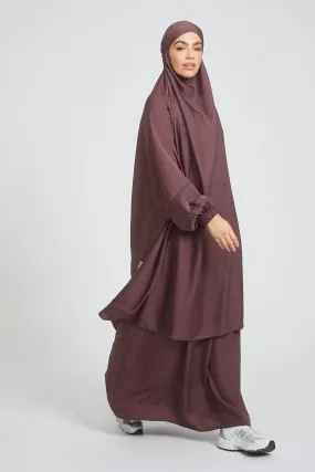 Two Piece Jilbab/ Prayer Set - Elasticated Cuff - Wild Mulberry