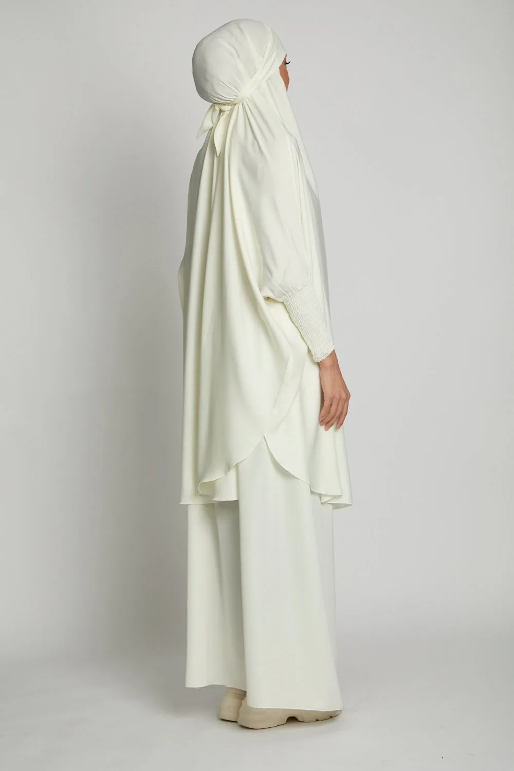 Two Piece Jilbab/ Prayer Set - Ivory White