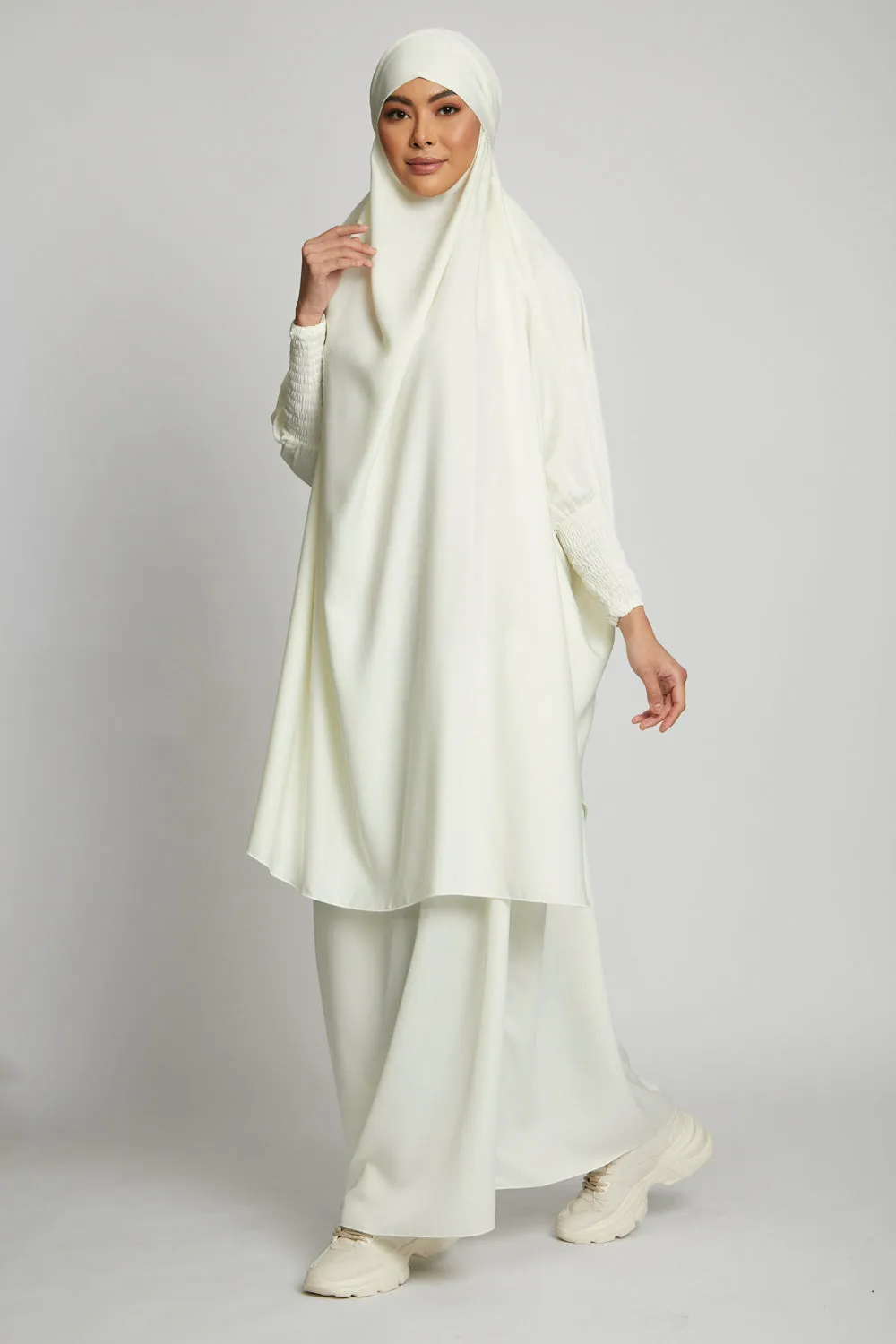 Two Piece Jilbab/ Prayer Set - Ivory White