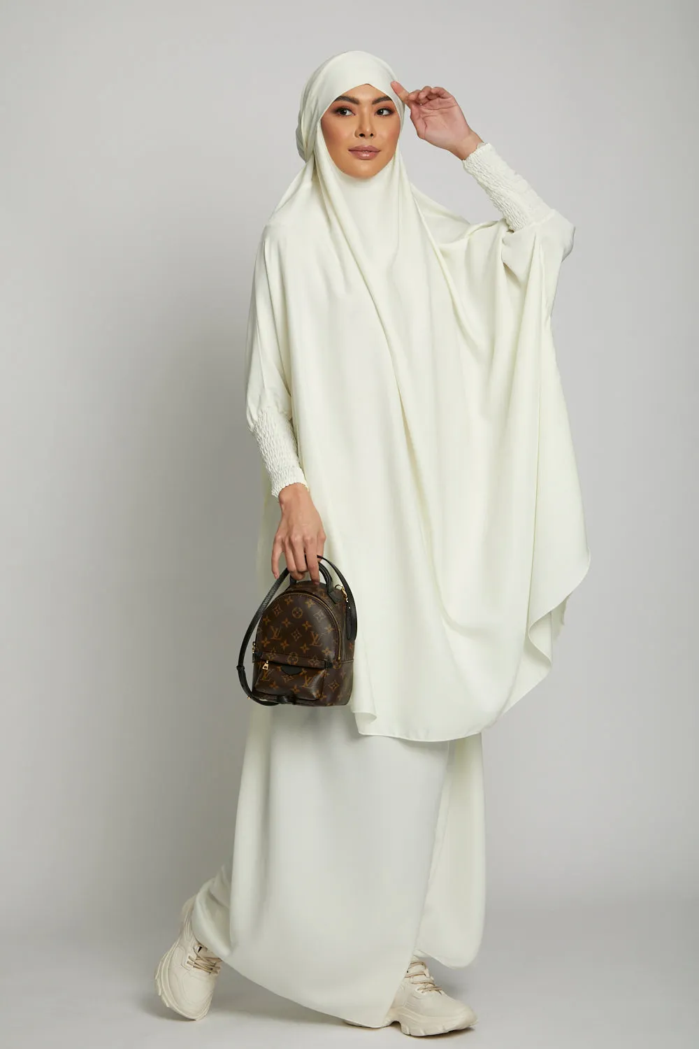 Two Piece Jilbab/ Prayer Set - Ivory White