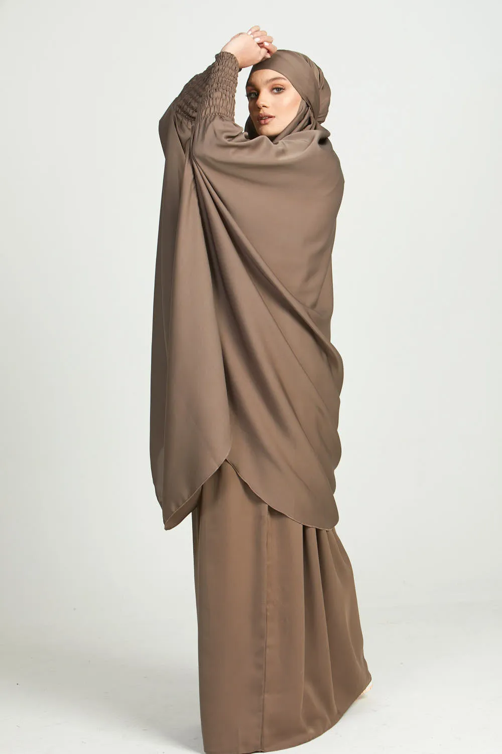 Two Piece Jilbab/ Prayer Set - Smokey Taupe