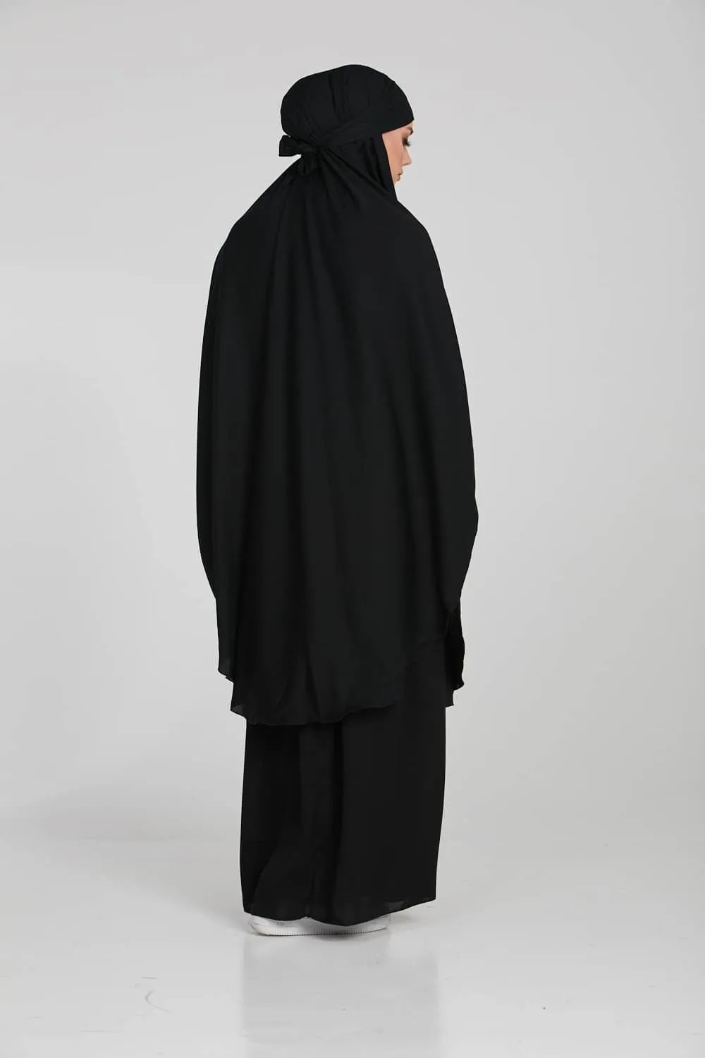 Two Piece Jilbab/ Prayer Set With Pockets - Black