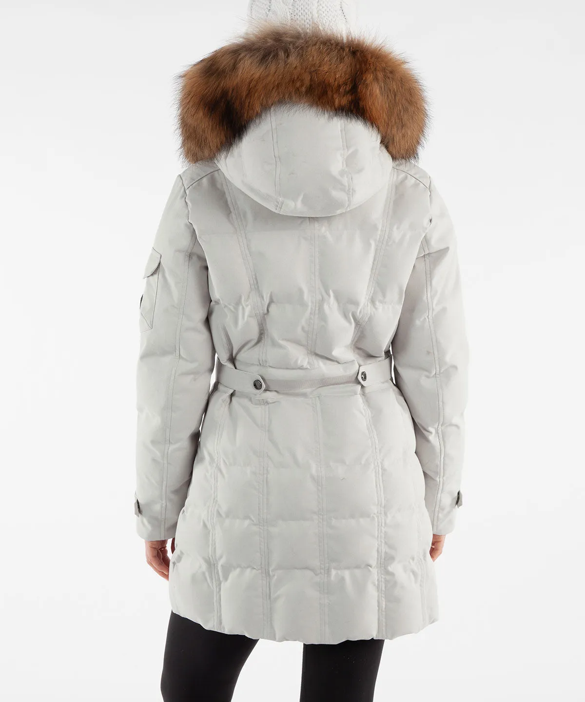 Women's Tanya Quilted 3/4 Coat With Removable Faux Fur Ruff