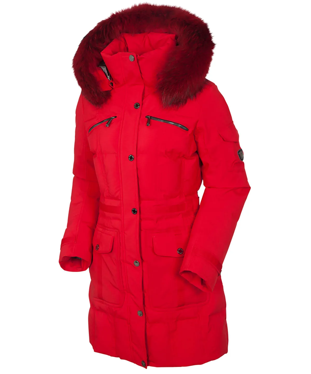 Women's Tanya Quilted 3/4 Coat With Removable Faux Fur Ruff