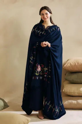 ZARA SHAHJAHAN - 3PC DHANAK EMBROIDERED SHIRT WITH DHANAK EMBROIDERED SHAWL AND TROUSER - HZG1369