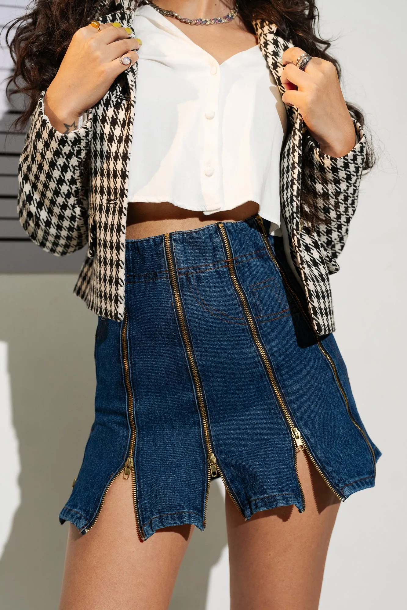 Zip Play Denim Skirt